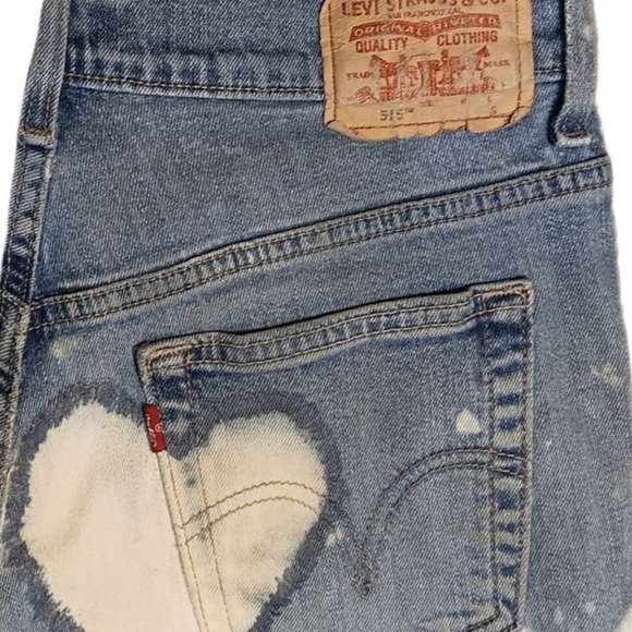 Levi Nouveau 515 Bleached Short USA Distress Cutoff Mid Rise Mid Blue 6S - Picture 6 of 11